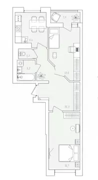 2-к кв. Пермский край, Пермь пос. Новые Ляды, Трактовая ул., 25 (60.8 ...