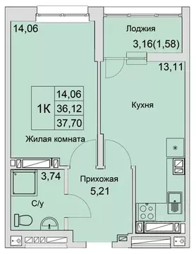 1-к кв. Ростовская область, Батайск  (37.7 м)