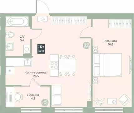 1-к кв. Курганская область, Курган Заозерный жилрайон, 6А мкр, ул. ...