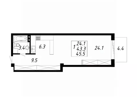 1-к кв. Ставропольский край, Ессентуки Озеро жилой комплекс (45.5 м)