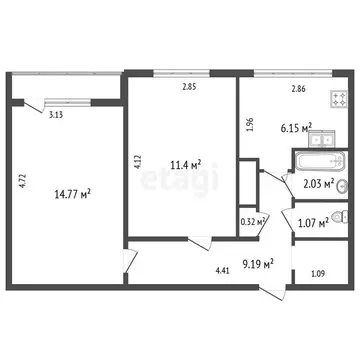 2-комнатная квартира: Санкт-Петербург, проспект Культуры, 15к7 (45.3 ...