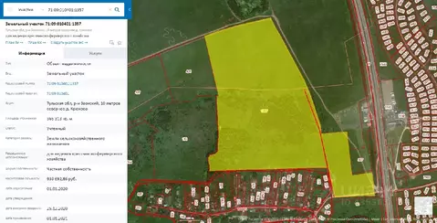 Участок в Тульская область, Заокский район, д. Крюково  (36.5 сот.)