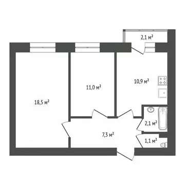 2-к кв. Башкортостан, Уфа ул. Испытателей, 21 (51.5 м)