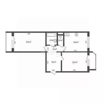 2-к кв. Тюменская область, Тюмень Широтная ул., 130 (66.8 м)