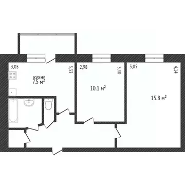2-к кв. Воронежская область, Воронеж Южно-Моравская ул., 64 (43.0 м)