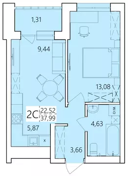 2-к кв. Башкортостан, Уфа ул. Пожарского, 237 (37.99 м)