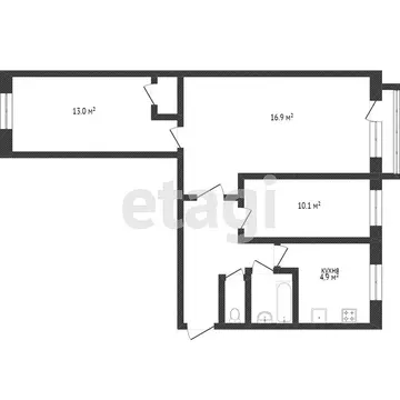 3-комнатная квартира: Златоуст, улица имени В.П. Чкалова, 1 (60.1 м)