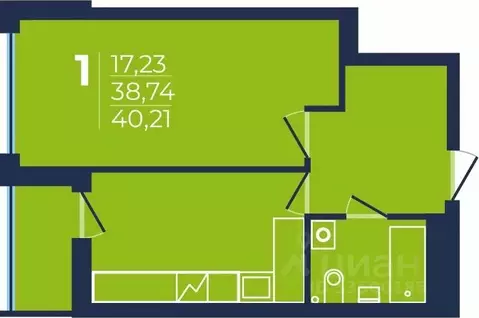 1-к кв. Башкортостан, Уфа просп. Дружбы Народов, 51 (40.3 м)