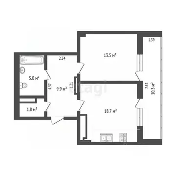 1-к кв. Тюменская область, Тюмень ул. Михаила Сперанского, 17 (50.0 м)