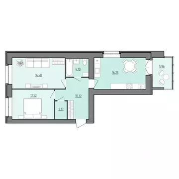 2-к кв. Ярославская область, Рыбинск Февральская ул. (64.74 м)