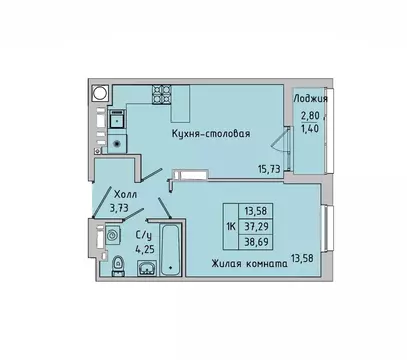 1-к кв. Ростовская область, Батайск ул. Ушинского, 27Ак2 (37.4 м)