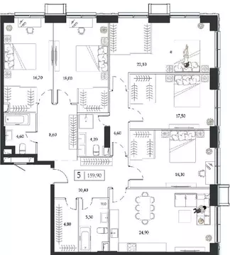 Продается 5-комнатная квартира