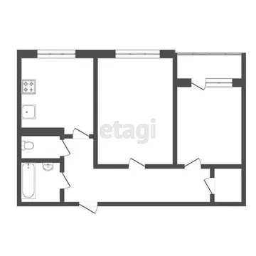 2-комнатная квартира: Тюмень, Олимпийская улица, 43 (51.5 м)