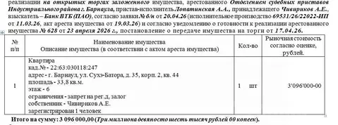 Свободной планировки кв. Алтайский край, Барнаул ул. Сухэ-Батора, 35/2 ...