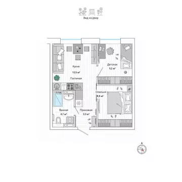 2-к кв. Приморский край, Владивосток ул. Нейбута (42.9 м)