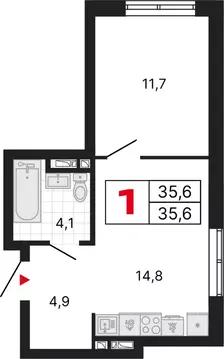 1-к кв. Свердловская область, Екатеринбург ул. Владимира Высоцкого, ...