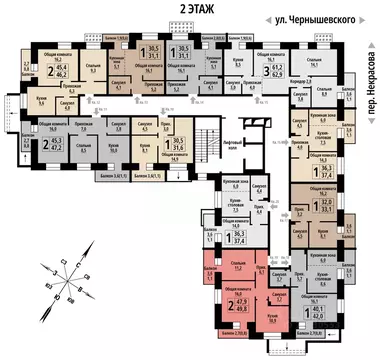 2-к кв. Алтайский край, Барнаул ул. Чернышевского, 39 (49.0 м)