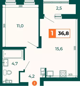 1-к кв. Свердловская область, Екатеринбург ВИЗ жилрайон, Квартал ...