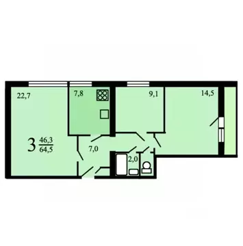 3-к кв. Москва Сухонская ул., 5 (64.0 м)