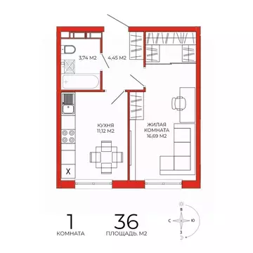 1-к кв. Пензенская область, Пенза Лугометрия жилой комплекс (36.0 м)