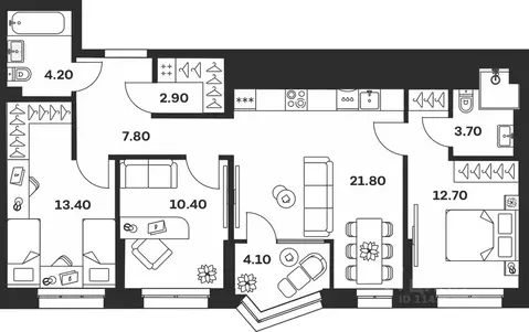 3-к кв. Тульская область, Тула ул. Михеева, 9А (81.0 м)
