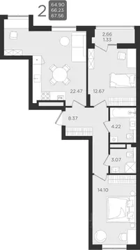 2-к кв. Калининградская область, Калининград ул. Старшины Дадаева, ...