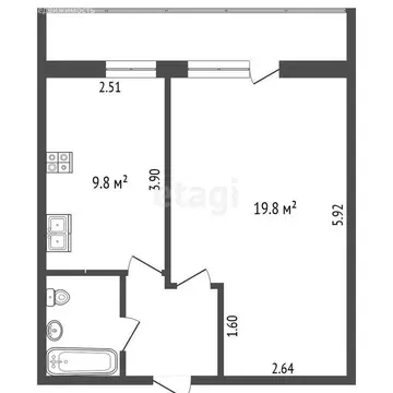 1-комнатная квартира: деревня Шабурново, 29 (38.9 м)