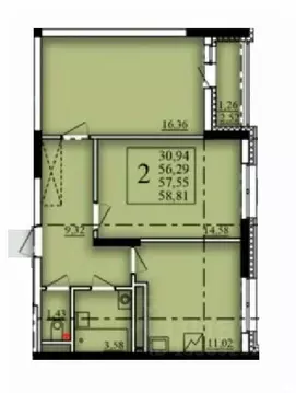 2-к кв. Башкортостан, Уфа Затон-Восточный жилрайон, Паруса жилой ...