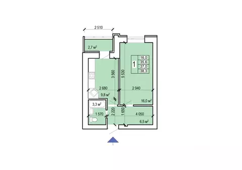 1-к кв. Саратовская область, Энгельс Дом у озера жилой комплекс (38.3 ...