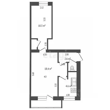 2-к кв. Ростовская область, Ростов-на-Дону ул. Мечникова, 116 (40.0 м)