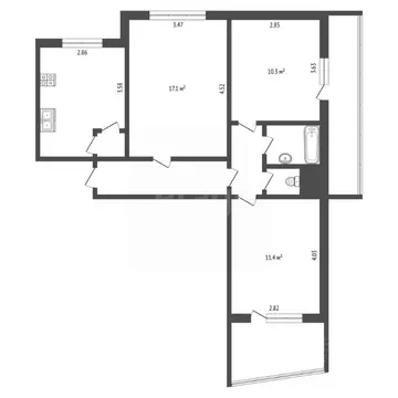 3-к кв. Владимирская область, Ковров ул. Лизы Чайкиной, 102 (63.0 м)