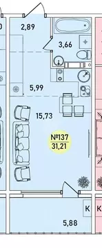 Студия Ярославская область, Ярославль 2-й мкр,  (31.21 м)