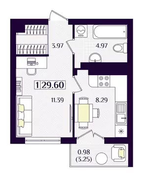 1-к кв. Калининградская область, Зеленоградск ул. Потемкина, 15А (29.6 ...