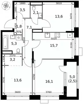 3-к кв. Москва Новомосковский ао, Киевское шоссе, 24-й км, вл1 (84.5 ...