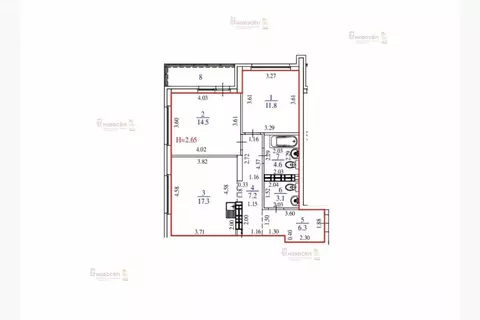 3-комнатная квартира: Екатеринбург, Московская улица, 190 (65 м)