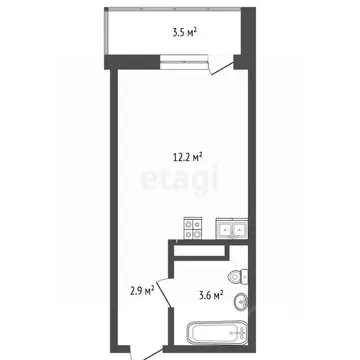 Студия Тюменская область, Тюмень ул. Новоселов, 109 (19.0 м)