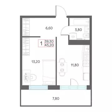 1-к кв. Тюменская область, Тобольск 7А мкр, 29 (43.2 м)