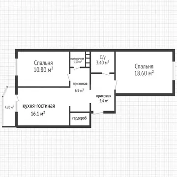 2-комнатная квартира: Краснодар, улица Героя А.А. Аверкиева, 15 (63.1 ...