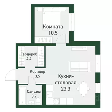 1-к кв. Челябинская область, Челябинский городской округ, пос. ...