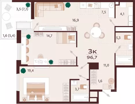 3-к кв. Крым, Ялта ул. Спендиарова, 5 (96.7 м)