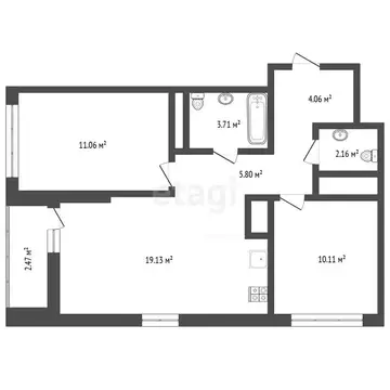 2-комнатная квартира: Тюмень, улица Первооткрывателей, 9 (57 м)