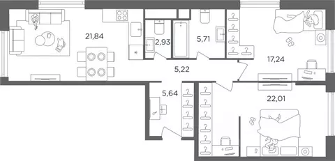 2-к кв. Москва Шмитовский проезд, 39к6 (81.0 м)