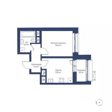1-к кв. Московская область, Мытищи Набережная ул. (33.9 м)