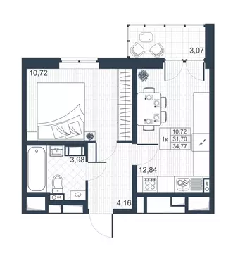 1-к кв. Ленинградская область, Коммунар г. Гатчинский муниципальный ...