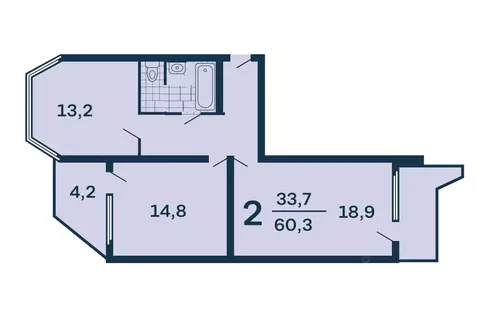 2-к кв. Москва ул. Полины Осипенко, 22К3 (60.6 м)