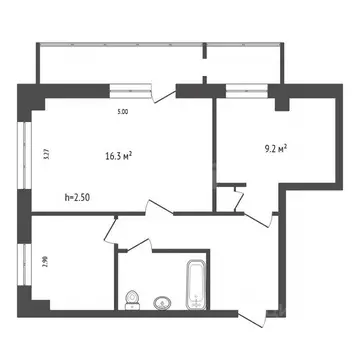 2-к кв. Красноярский край, Красноярск Волгоградская ул., 16 (43.7 м)