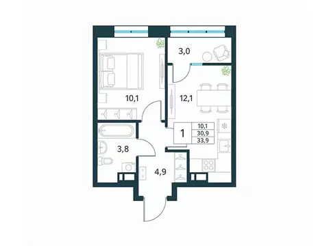 1-к кв. Забайкальский край, Чита Хороший мкр,  (33.9 м)