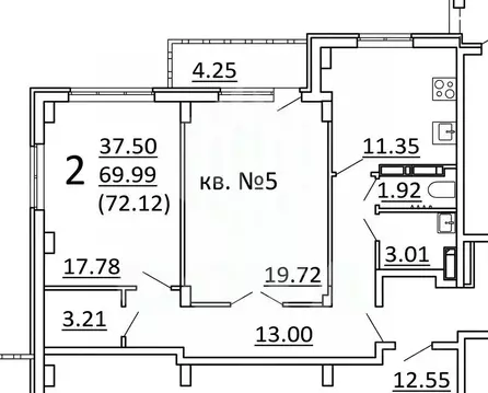 2-к кв. Воронежская область, Воронеж пер. Здоровья, 90/3 (72.0 м)