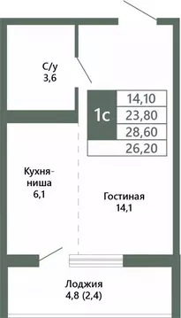 1-к кв. Кемеровская область, Кемерово 64-й мкр, Лучи жилой комплекс ...