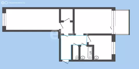 2-комнатная квартира: Бийск, улица Воинов-Интернационалистов, 63 (45.8 ...